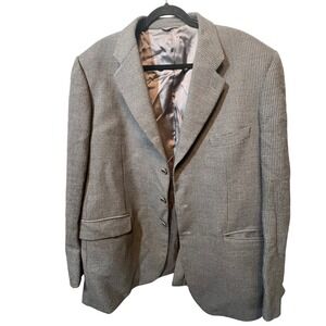 Emilio Visconti Men's Gray Houndstooth Blazer Jacket Made in Italy Wool Blend 58